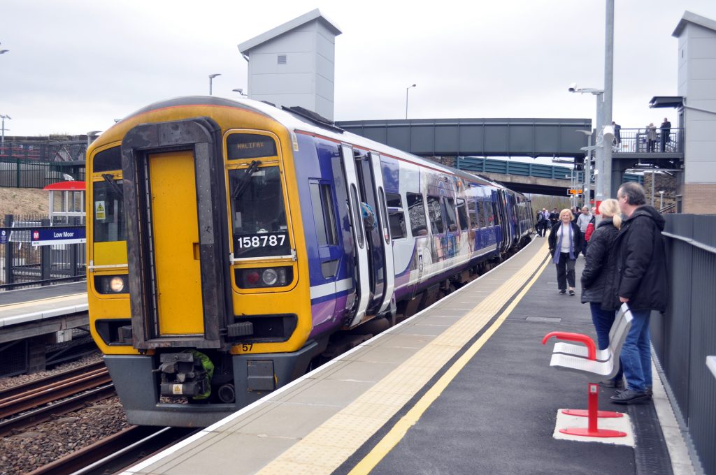 Photo: first Northern train at Low Moor Station.